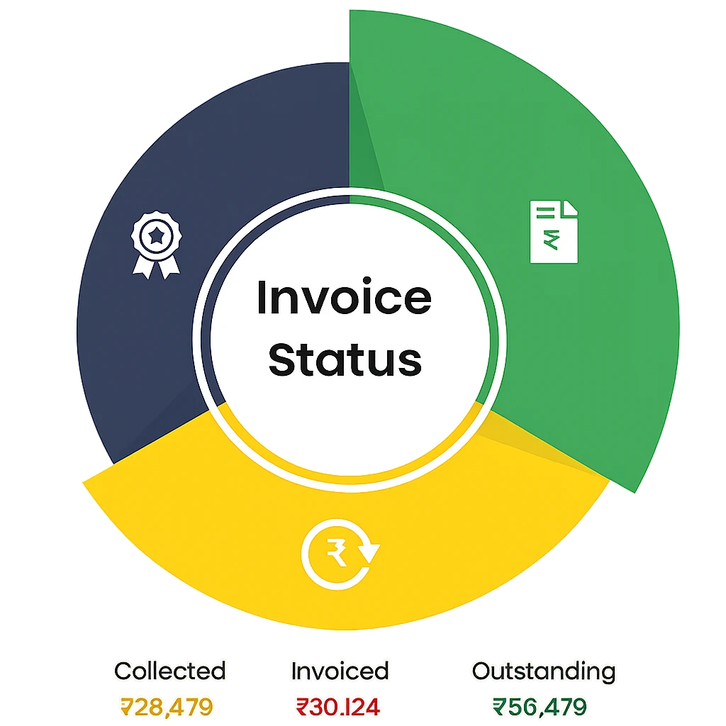 Invoice status and financial analytics pie chart