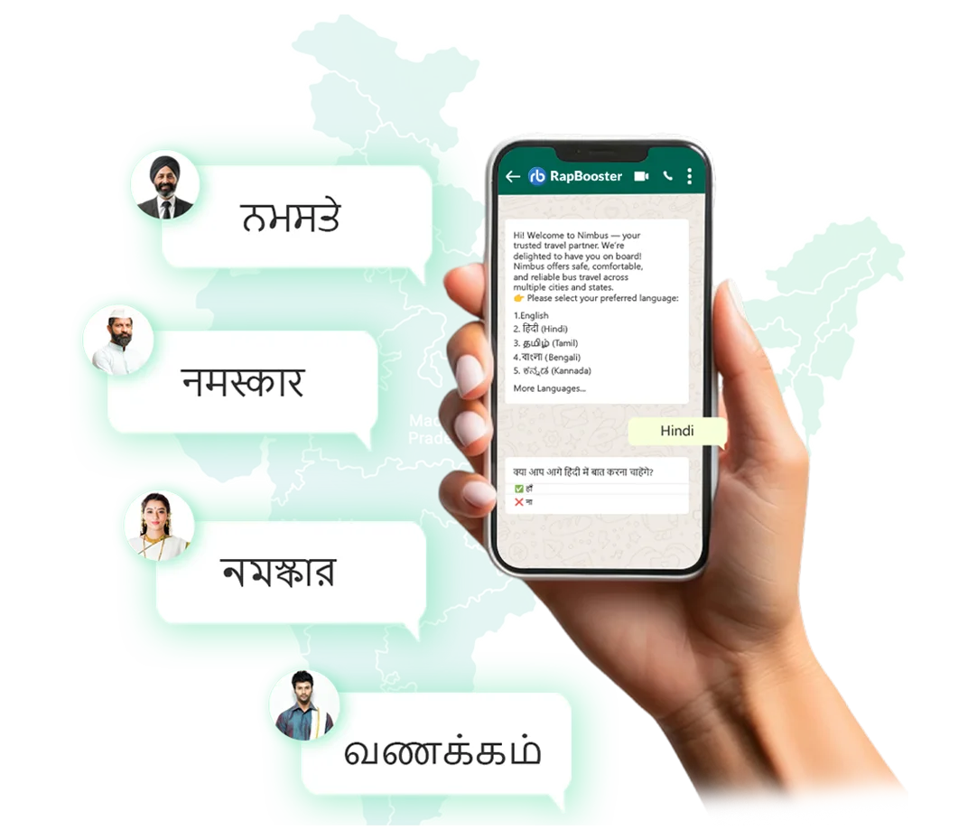 RapBooster WhatsApp AI Chatbot multilingual support map