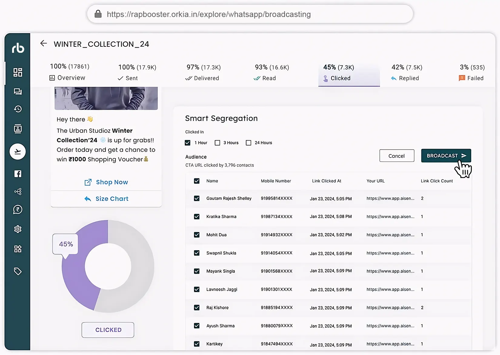 WhatsApp broadcasting feature - campaign scheduling and automation