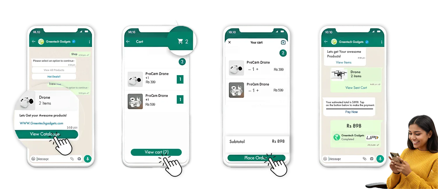 WhatsApp catalogue displayed across mobile and desktop devices