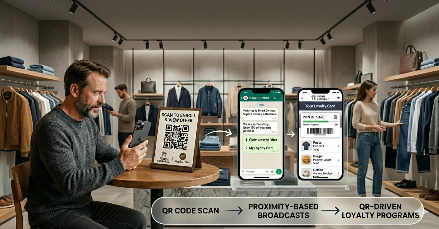 WhatsApp QR code for retail stores — scan to browse products and get support